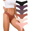 image:imageFINETOO Seamless Thongs for Women Sexy No Show Panties Invisible Vwaisted Stretch Lingerie Underwear 6 PackA