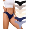 image:imageFINETOO Seamless Thongs for Women Sexy No Show Panties Invisible Vwaisted Stretch Lingerie Underwear 6 PackB